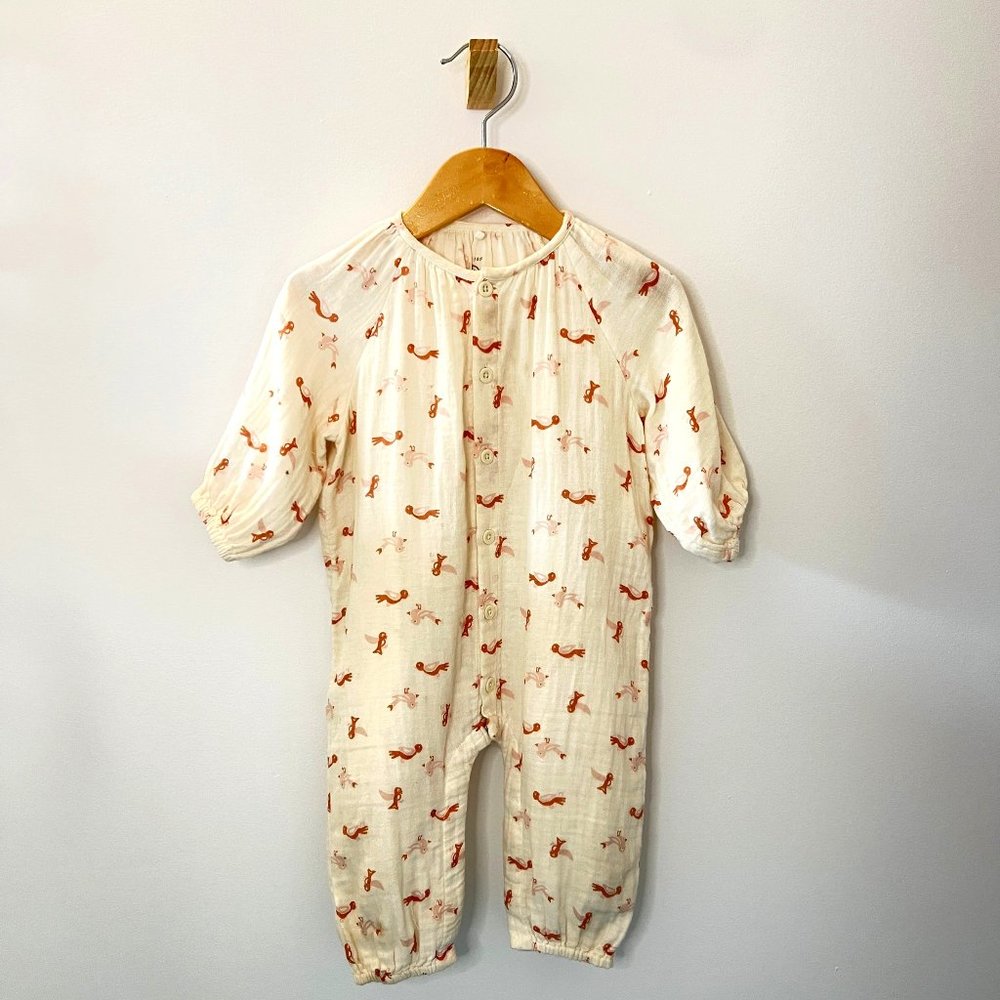 Petit Bateau Bird Motif 100% Organic Cotton Jumpsuit